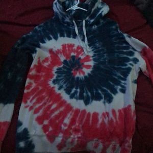 Tye dye spiral sweatshirt thin red white and blue